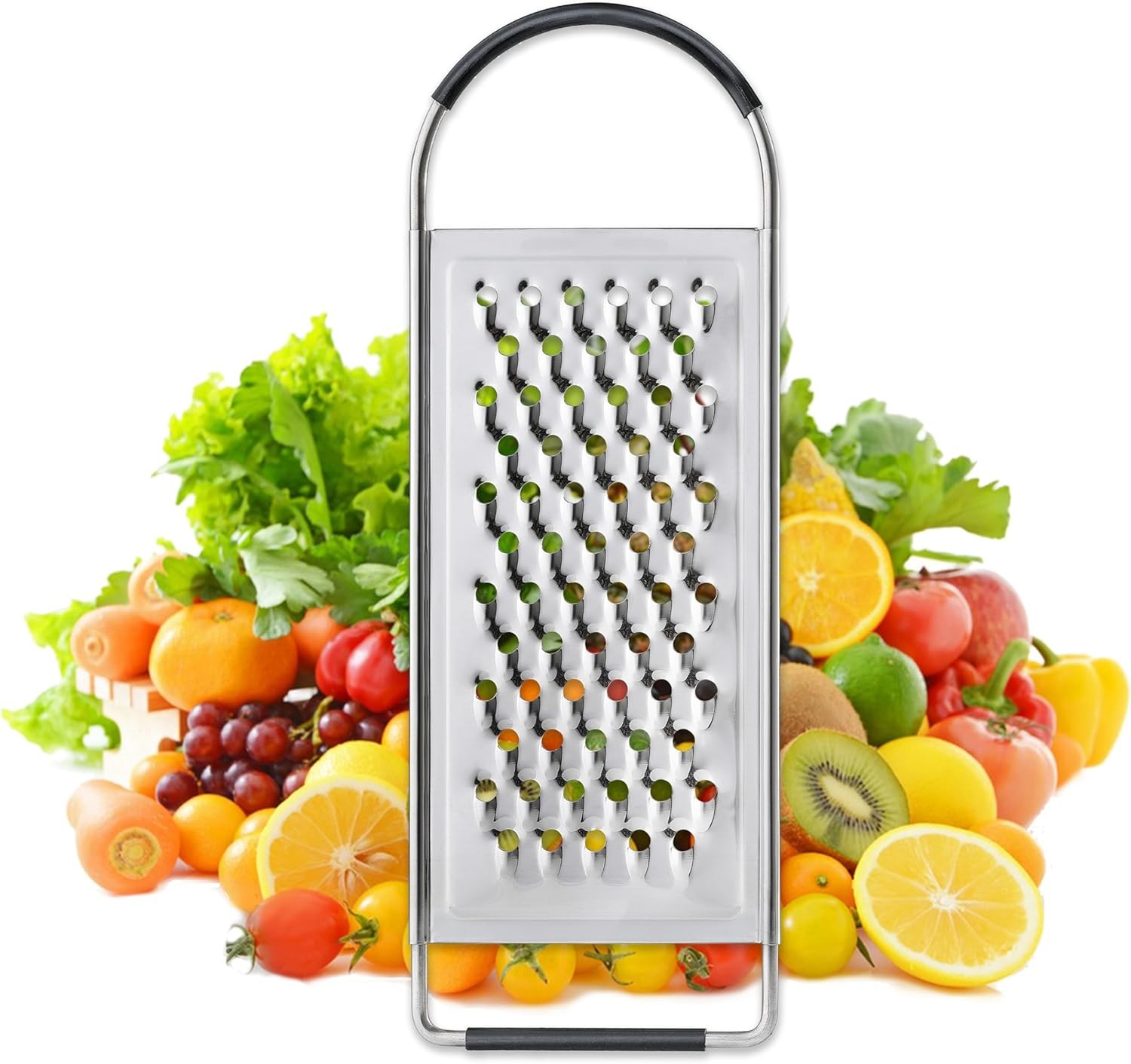 Cheese Grater Handheld, HIA Flat Coarse Stainless Steel Graters for Silver