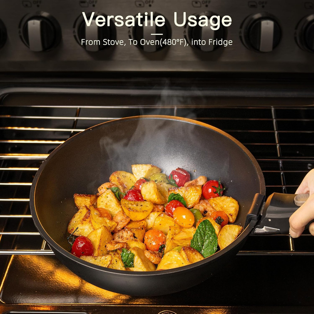 21PCS Nonstick Ceramic Cookware Set Removable Handle Stackable Induction