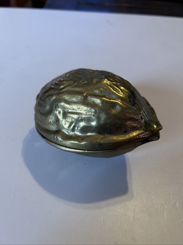 Vintage Walnut Shaped Solid Brass Nut Cracker Hinged Large 5” & Heavy Duty EUC