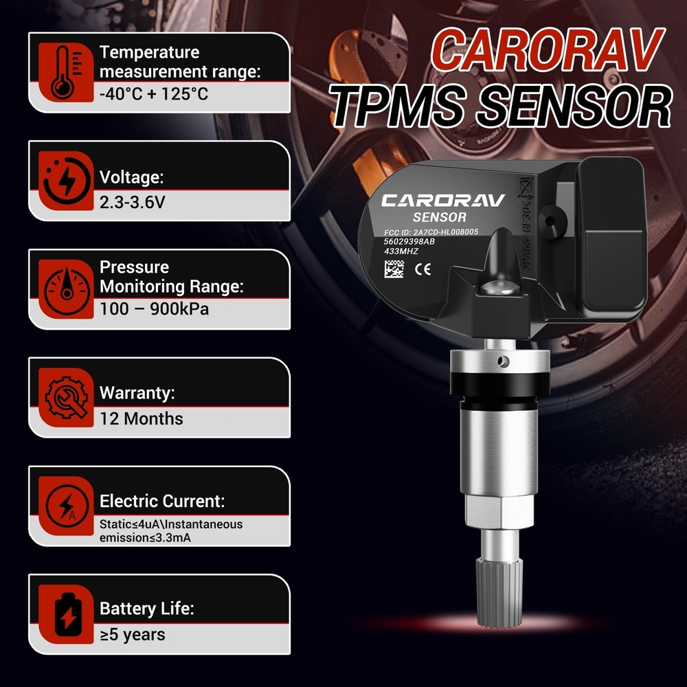 TPMS Sensor, 4-Pack Tire Pressure Sensor Replacement for Chrysler Jeep Dodge ...