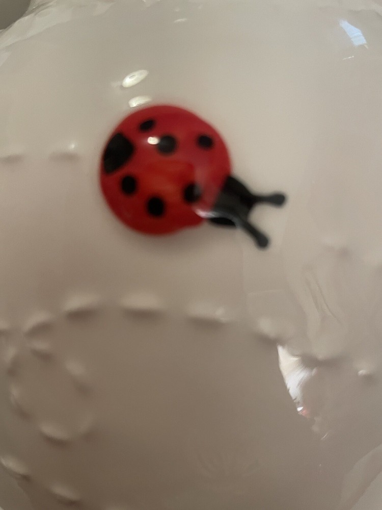LANG By Design Hand Painted Ceramic Red Ladybugs On White Medium Size Pitcher
