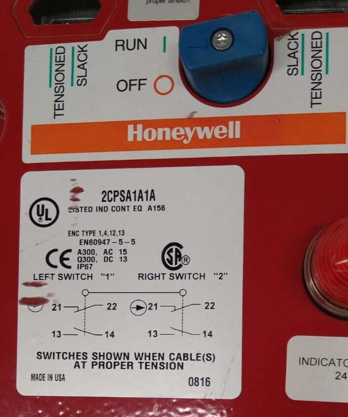 Honeywell 2CPSA1A1A 24VDC Pull Cable Switch