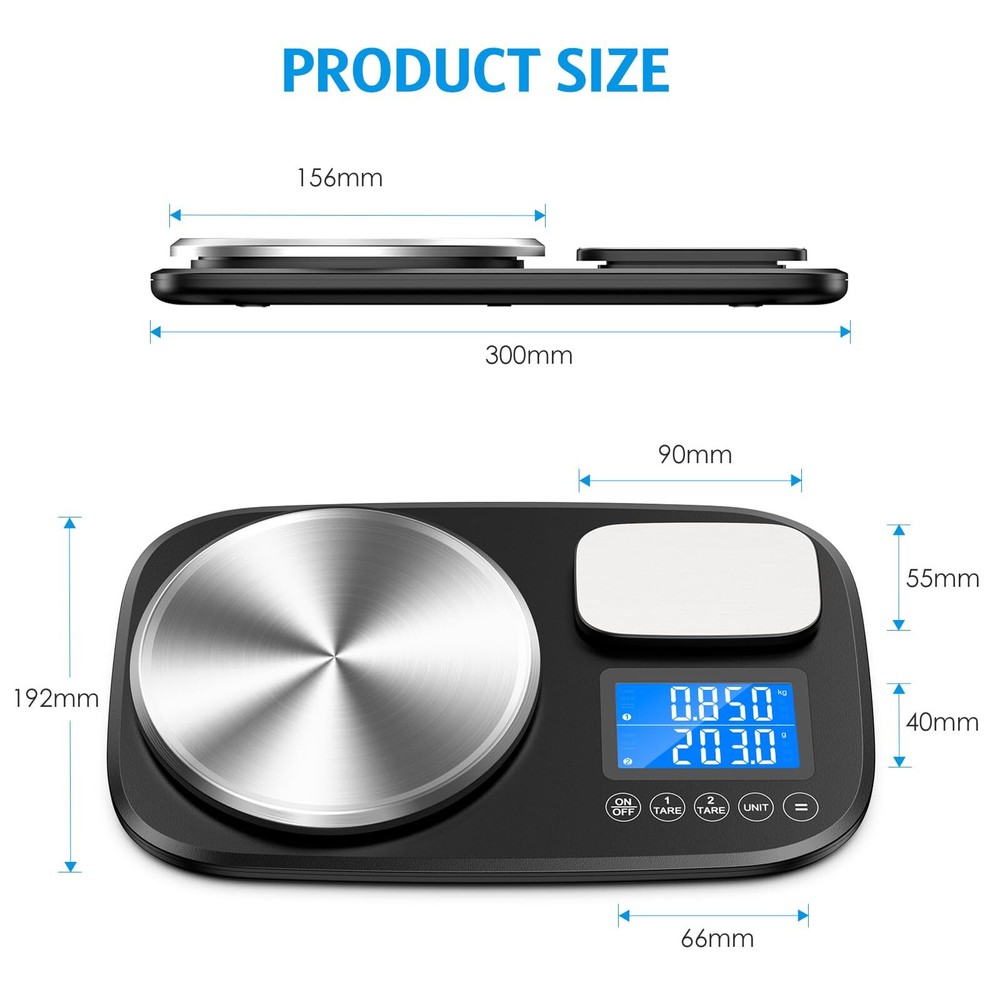 Dual Platform Digital Kitchen Scale Large Digital Kitchen Scale 10KG & 1KG Fo...