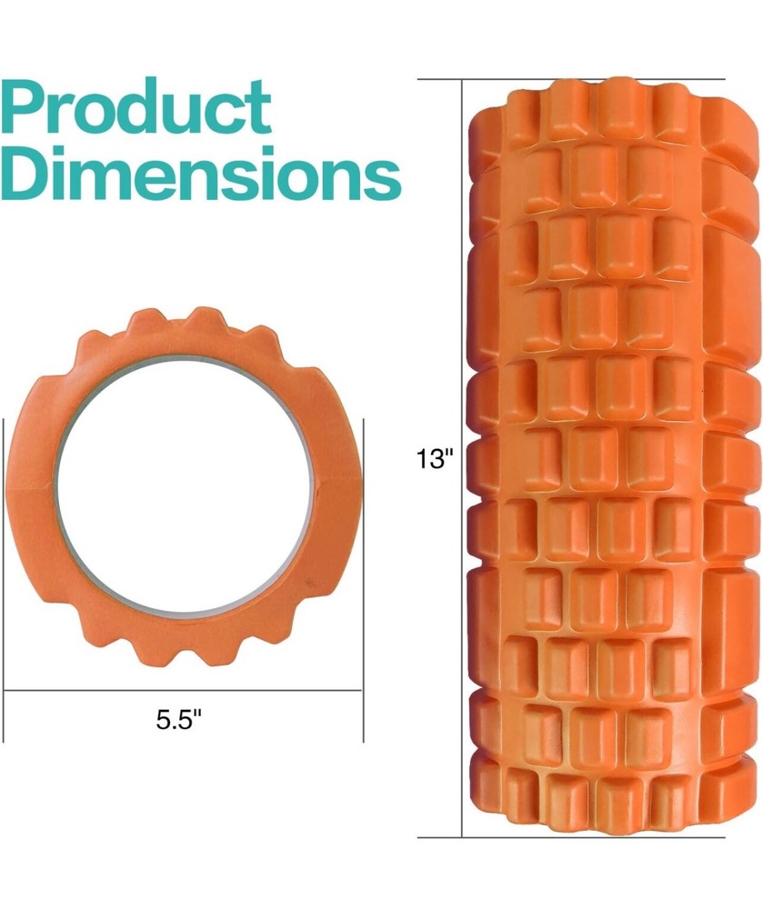 2Pack Foam Roller for Deep Tissue Massager Muscle Trigger Point Blk/Org 13''X5''