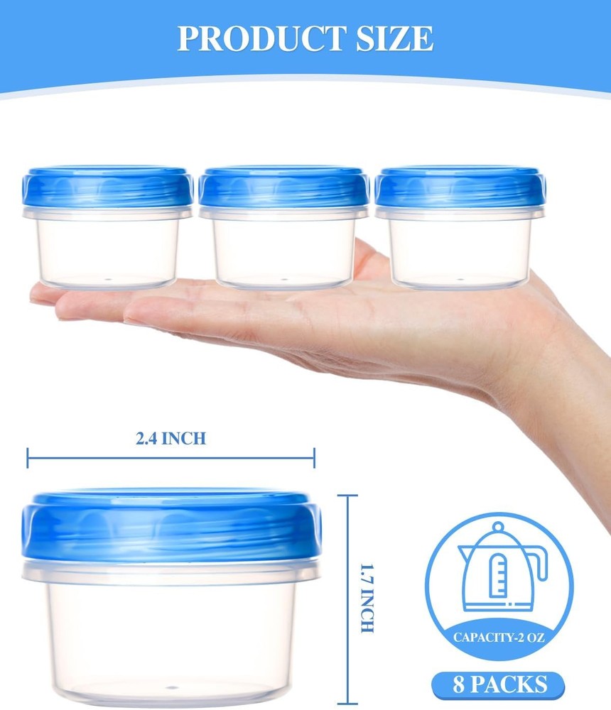 8 Pack Small Food Storage Containers Leakproof Dressing Sauce Cups