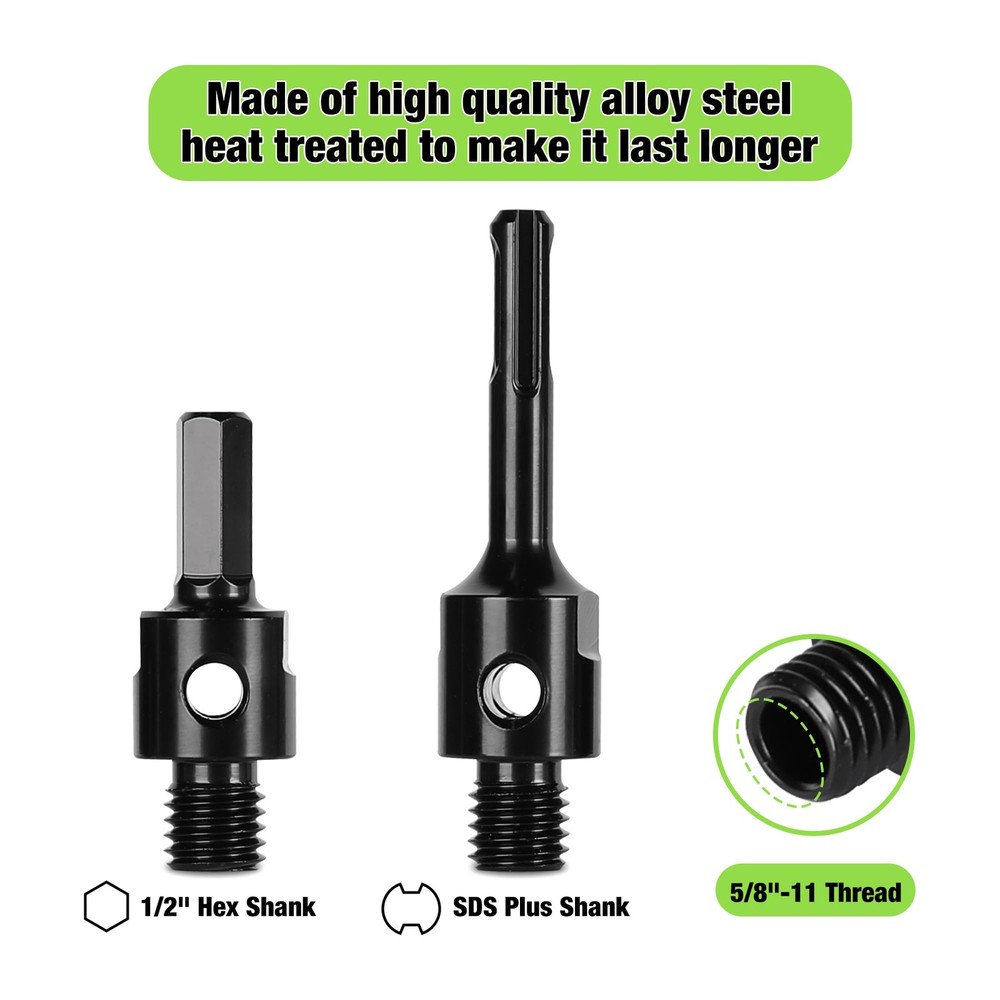 2 1/2 Inch Dry Core Drill Bit with Pilot Bit & 2 Pcs Adapters (SDS Plus Adapt...