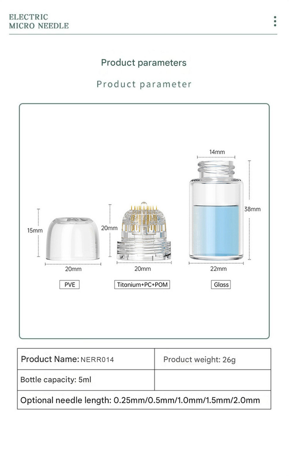 0.25/0.5/1.0/1.5mm Hydra Needles Derma Roller Anti Ageing Micro-needling Tool