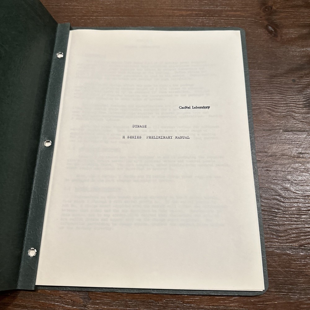 DYNAGE H Series Preliminary Manual