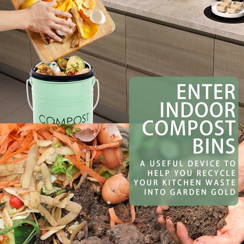 Compost Bin Kitchen Countertop Composter with lid – Small Compost green