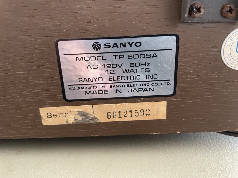 Vintage SANYO MODEL TP 600SA Record player