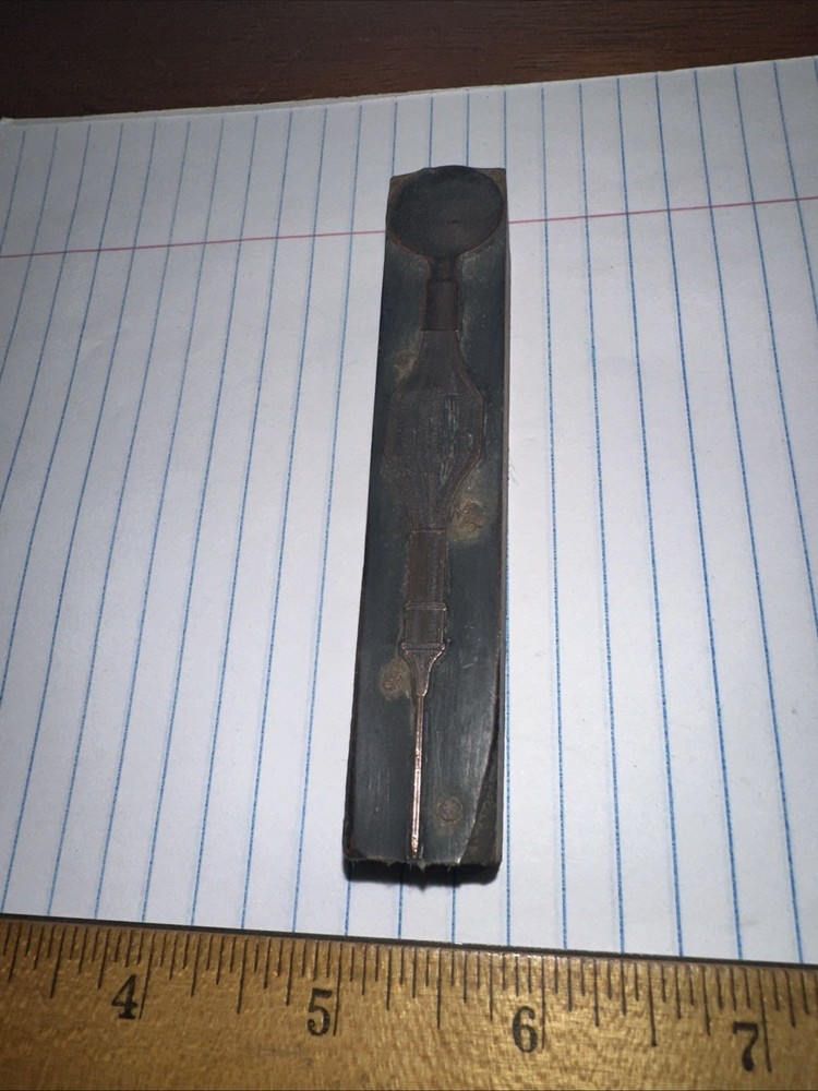 Print Block ( Old Needle Syringe ) Copper Face Nice Image!!