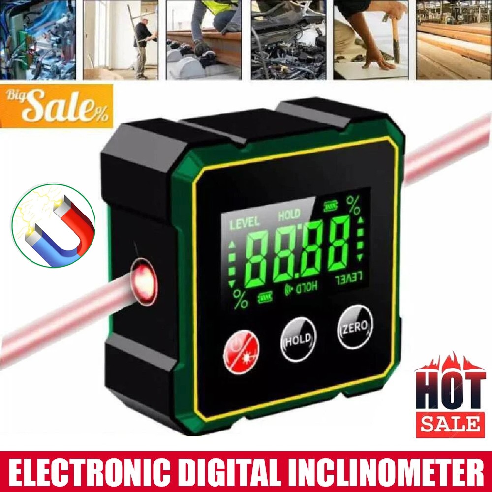 Digital Angle Finder Magnetic Protractor Laser Level Box Inclinometer Tool USA