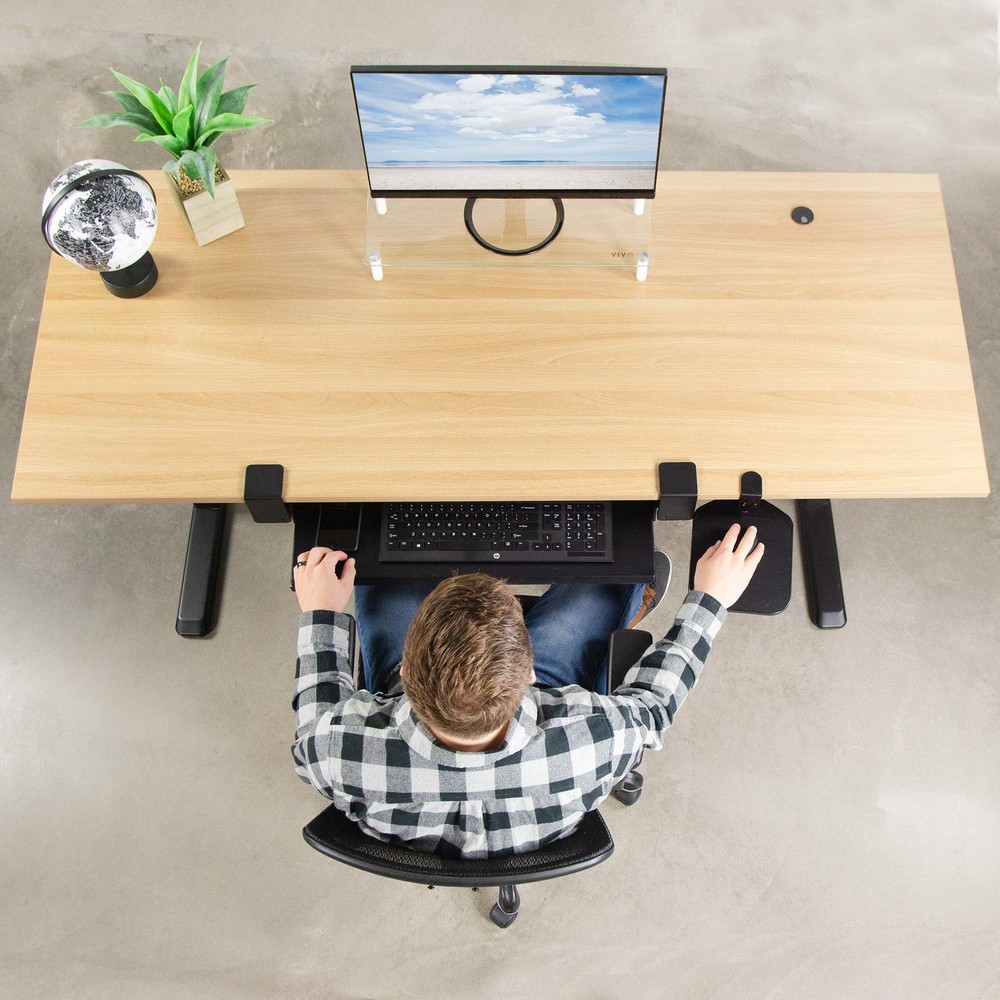 Clamp-on Pad Holder Platform, Adjustable Under Desk 360° Rotating Tray Rest E...