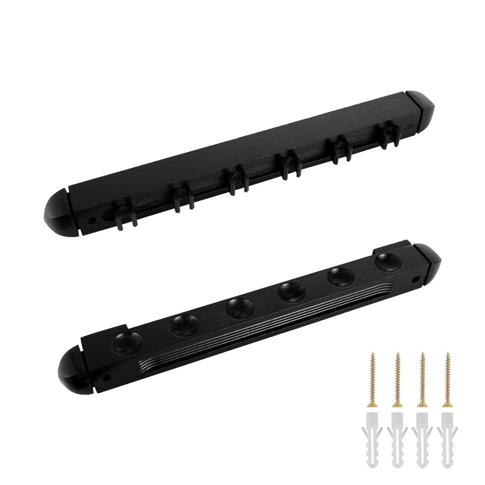 2-Piece Wall Mounted Pool Cue Rack – Solid Wood Billiard Cue Holder for 6