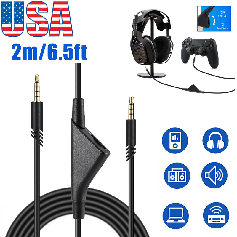 Replacement Audio Cable Cord Volume Control for Astro A10 A40 Gaming Headset 2M