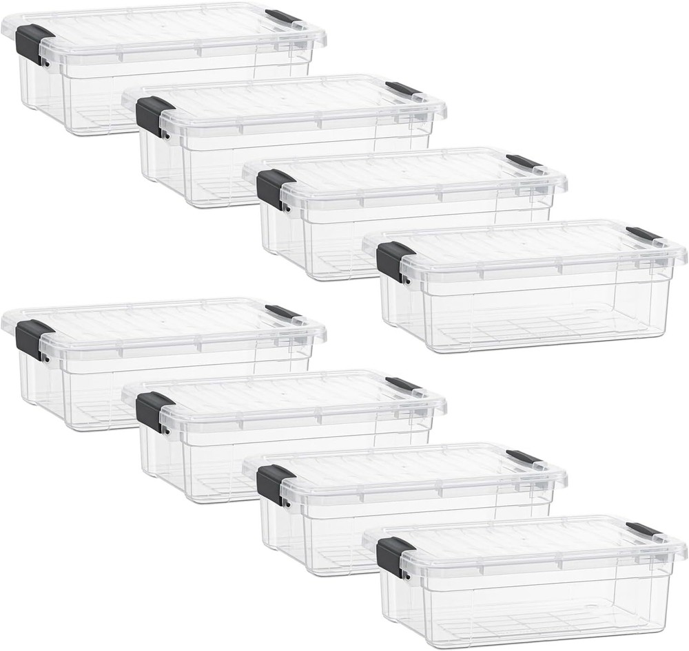 Superio Clear Storage Bins with Lids, 8 Pack- Plastic Storage Boxes - 2.3 Quart