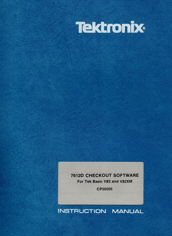 Original Tektronix 7612D Checkout Software 070-3466-00