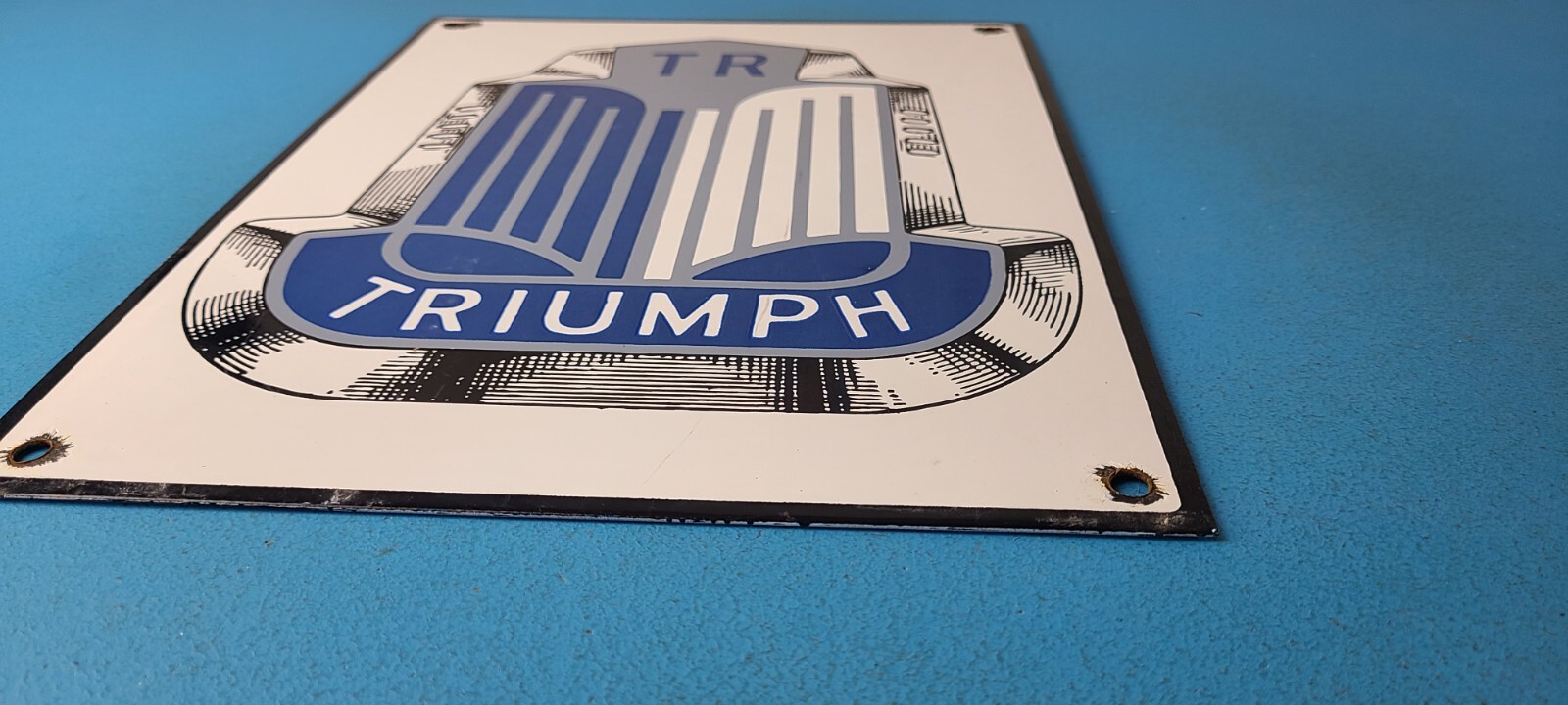 Vintage Triumph Automobiles Sign - Gas Service Dealer Pump Porcelain Sign