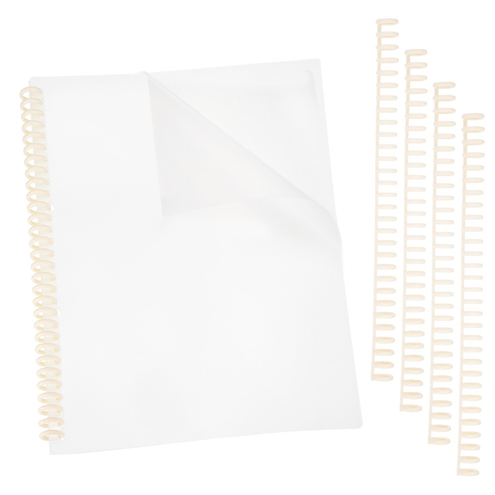10Pcs Clear Presentation Binding Covers with 5Pcs 12mm Combs Kit, Light Pink