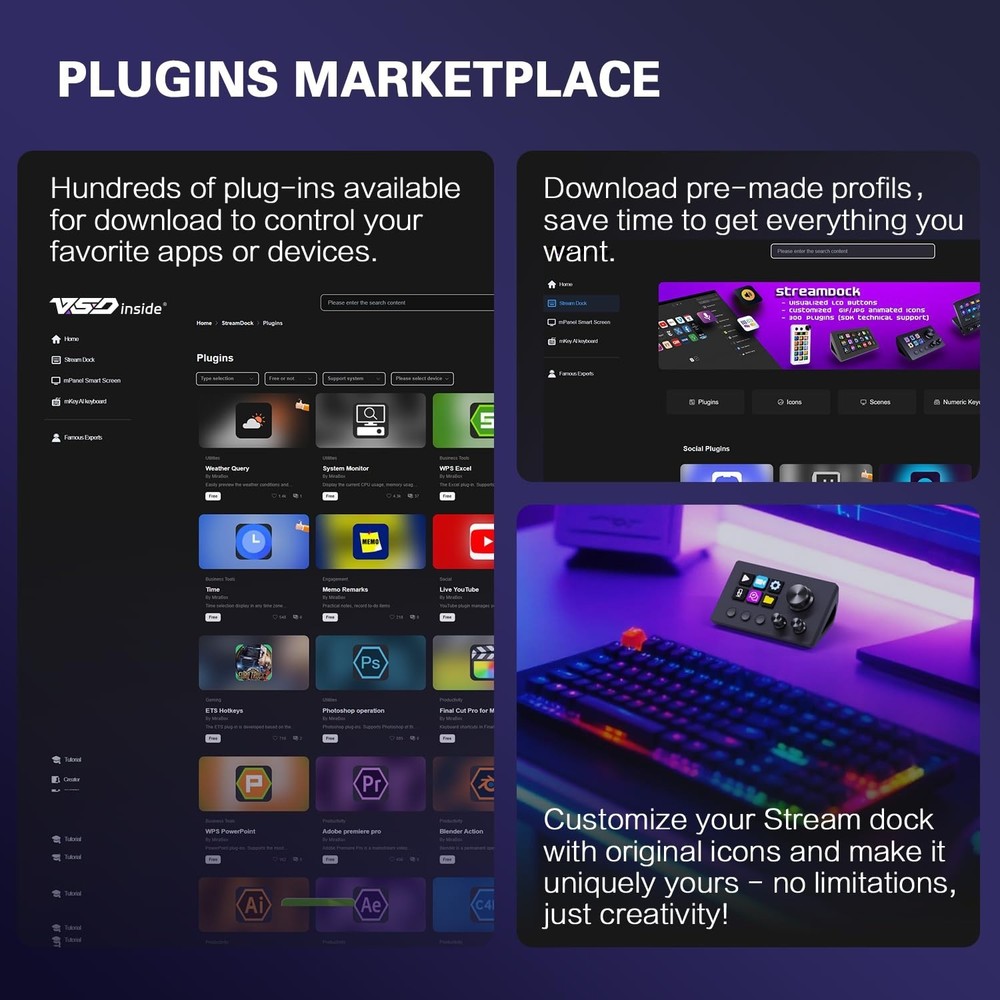TreasLin Stream Controller Deck with12 Customizable Macro Keys to Trigger Action