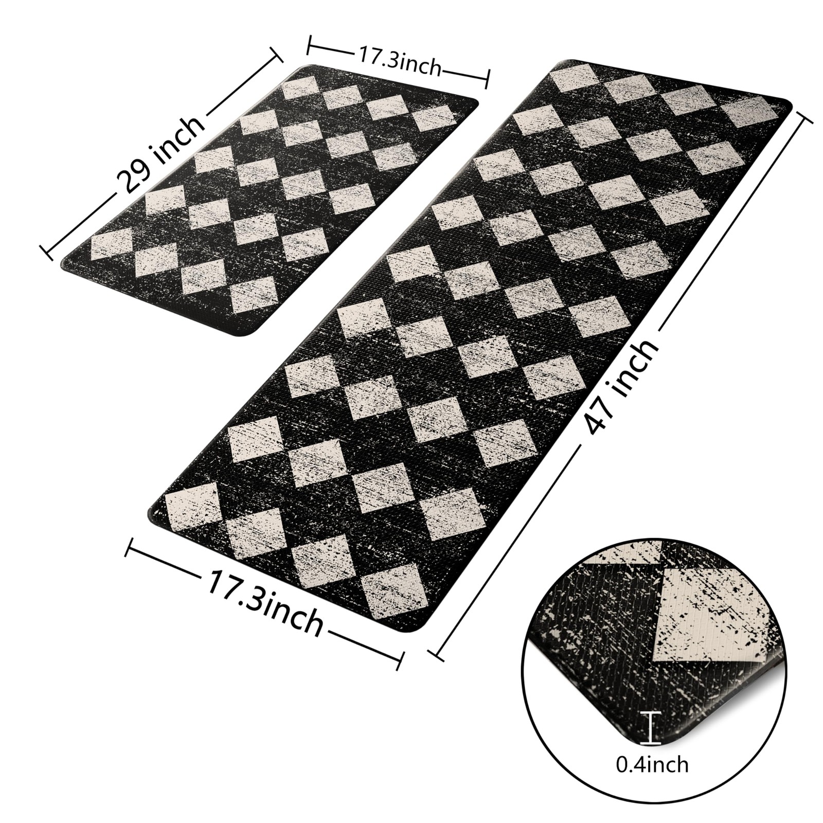 VivaNest Black Beige Moroccan 17"x29"+17"x47"-0.4"H, Trellis-blackbeige