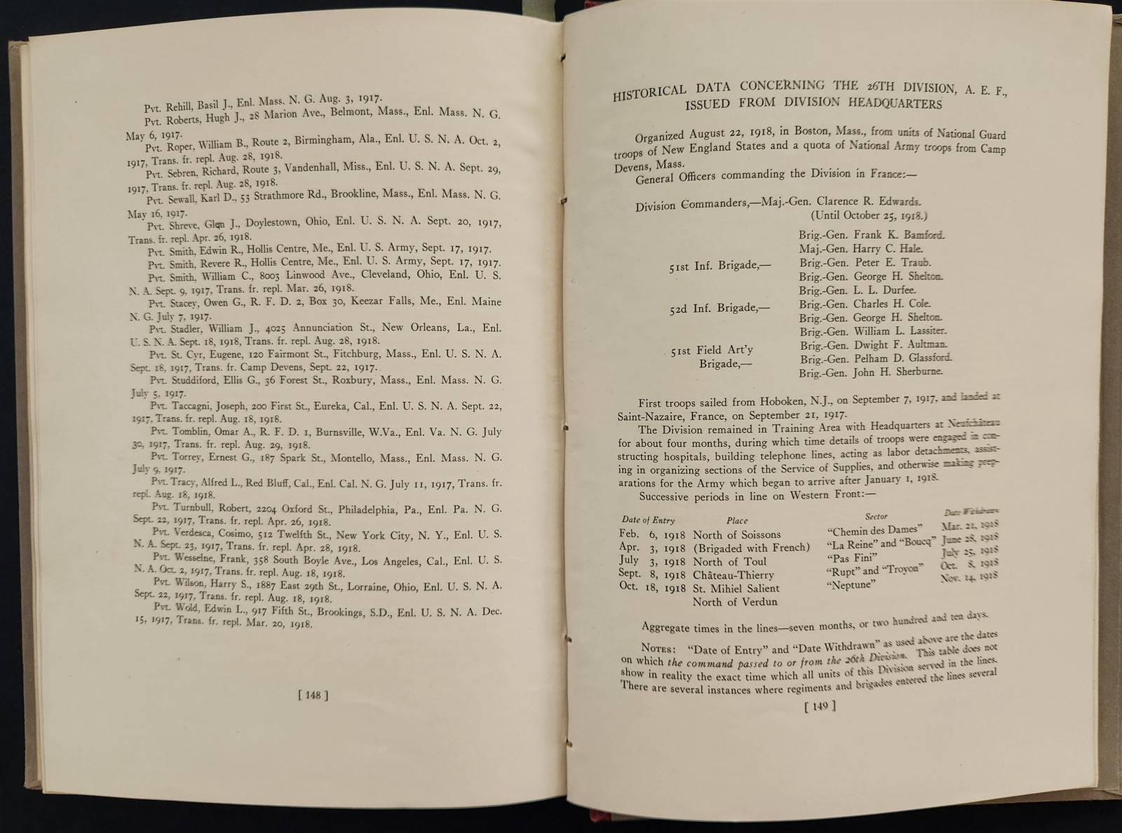 1919 antique WWI HISTORY "E" Co 101st ENGINEERS 26th DIV private printing