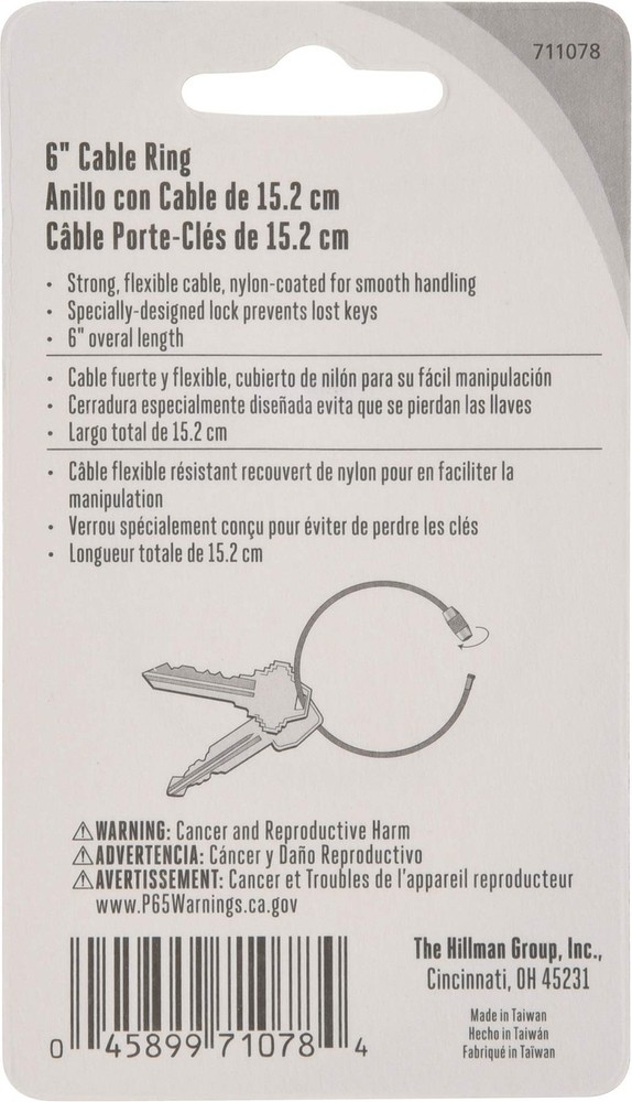 Cable Ring 6" with Lock, Steel, 1 Pack