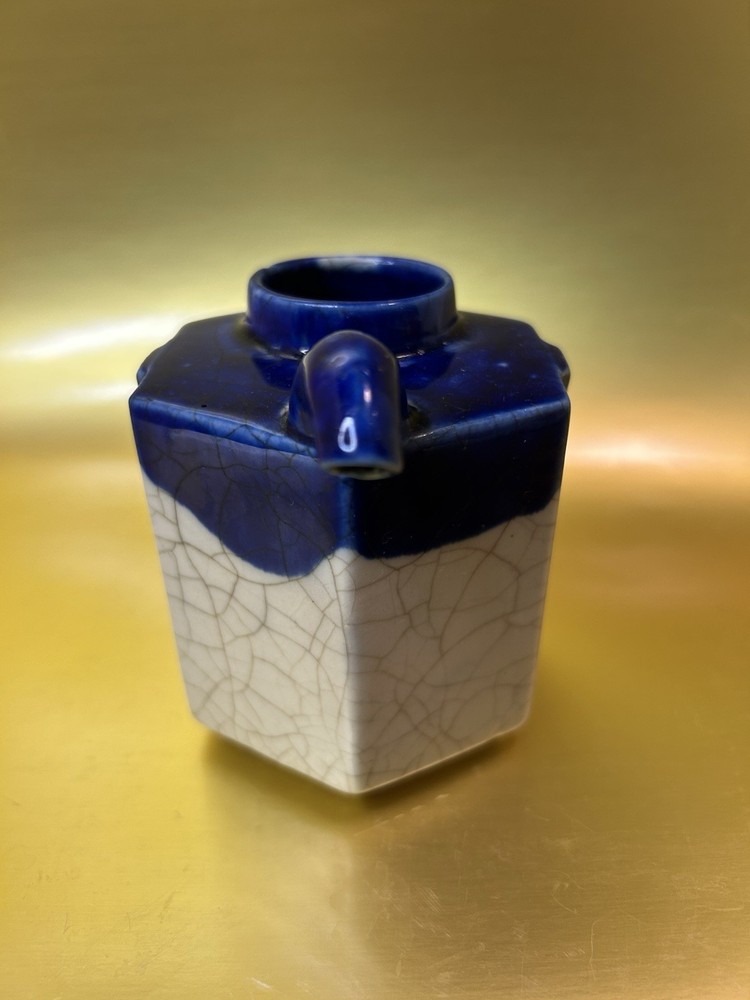 Plaid Ceramic Cube Teapot made in Japan.