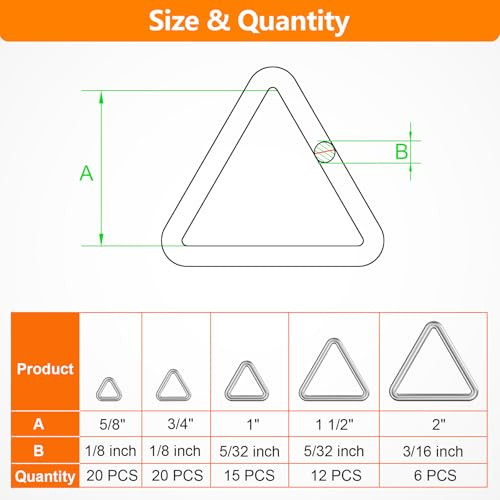 1 inch Metal Triangle Rings, Solid Welded Stainless Steel Triangle Loop
