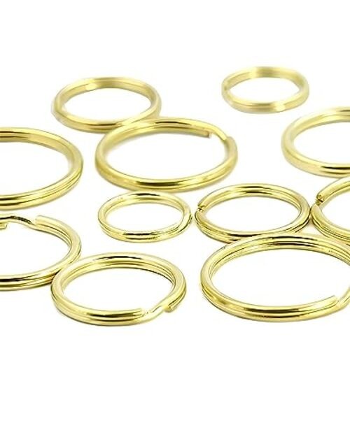 10 Pcs - Brass Round Edged Keyring Keychain Split outside dimensions :25mm(1")