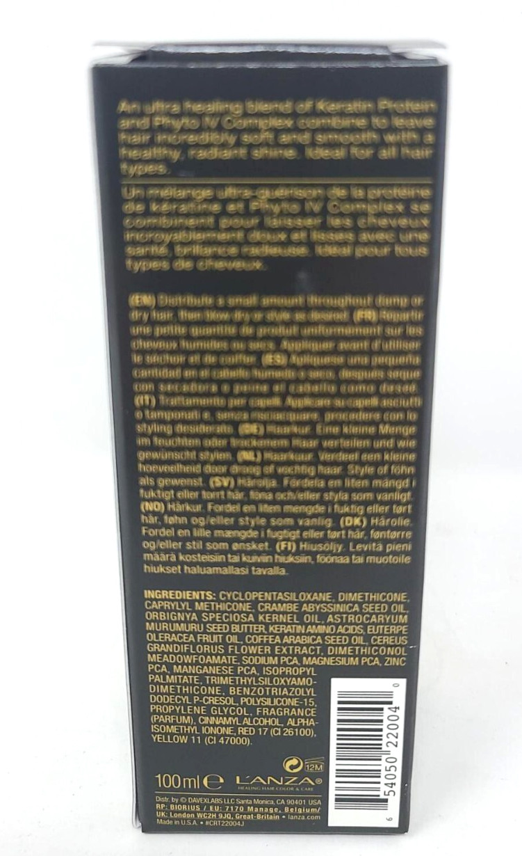 Lanza Keratin Healing Oil Hair Treatment - 3.4 oz / 100 ml New