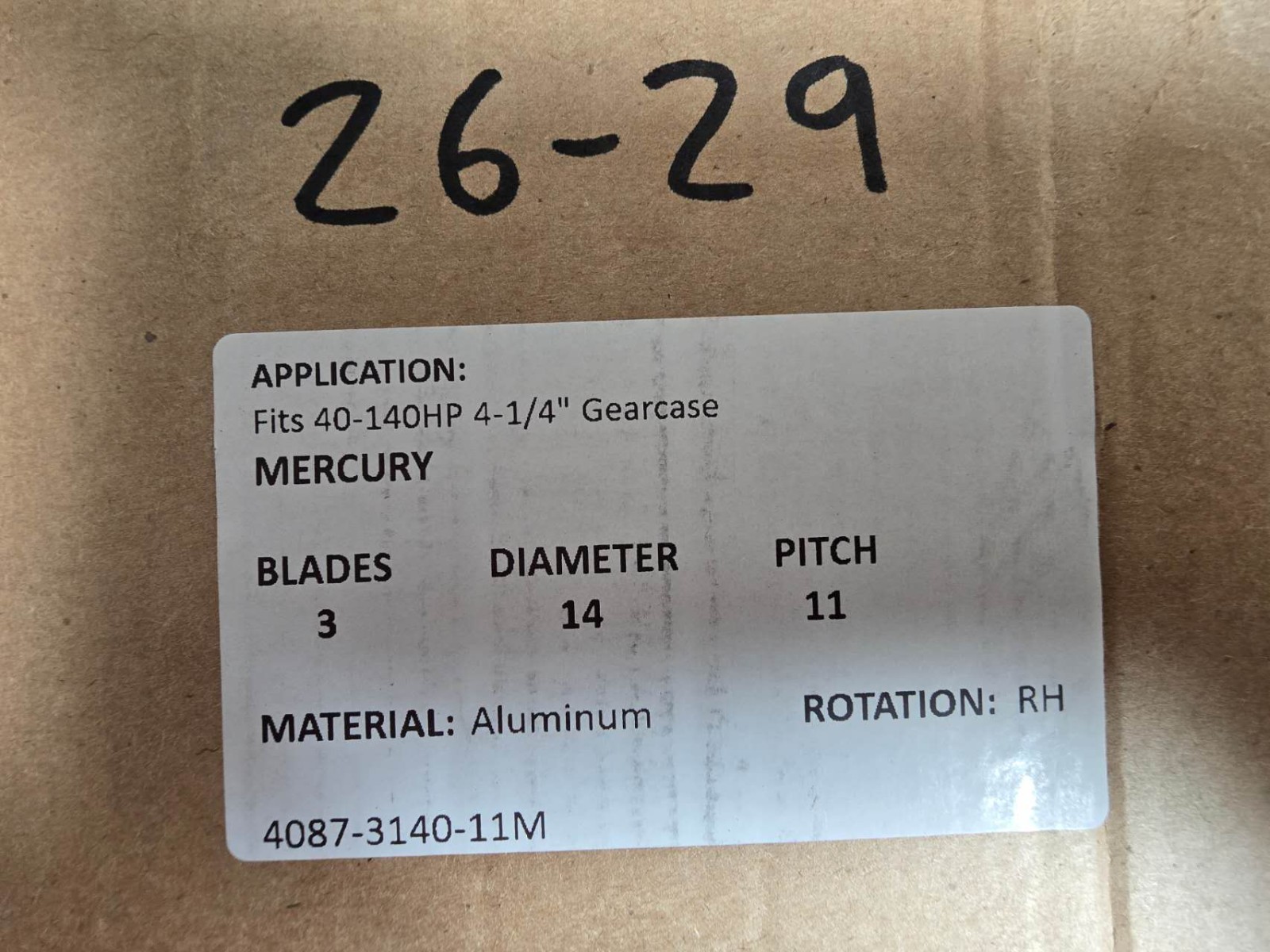 14 x 11 Aluminum Boat Propeller for Mercury 40-140HP 15 Tooth RH 48-77338A45