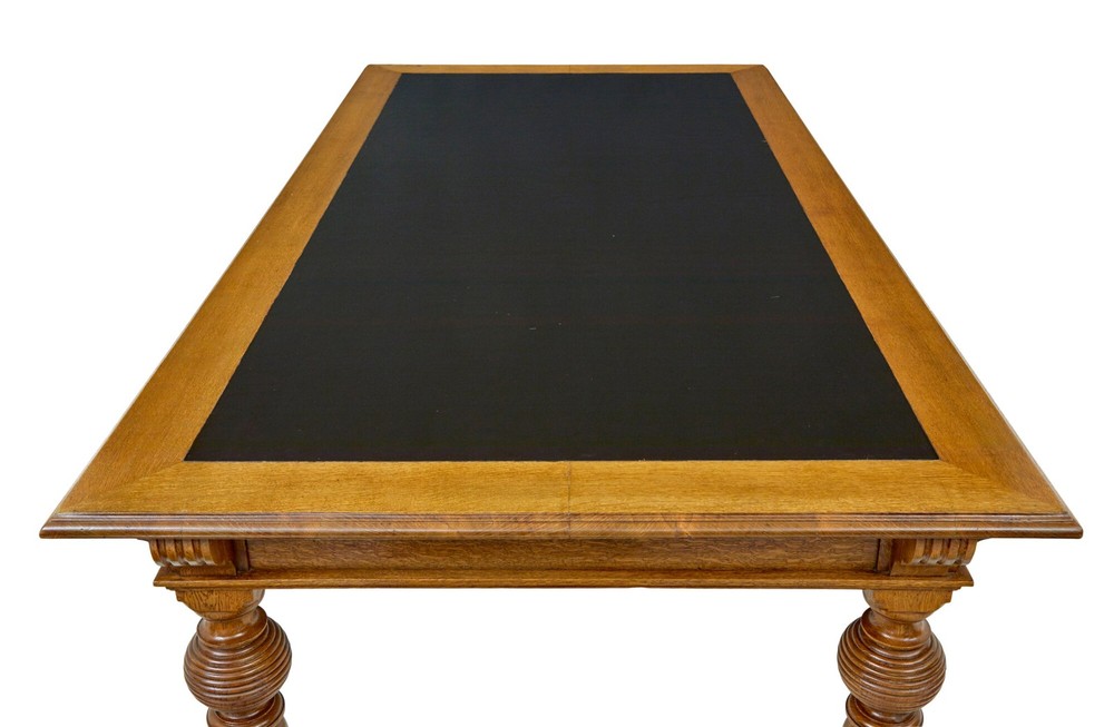 LARGE 19TH CENTURY CARVED OAK LIBRARY TABLE