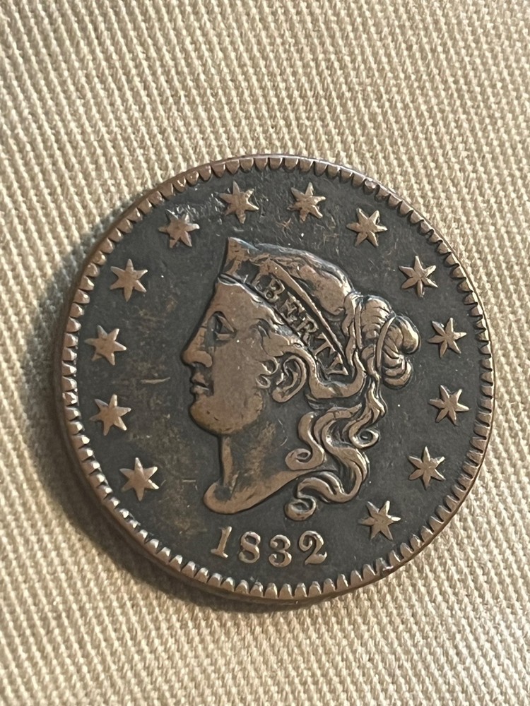 1832 Coronet head cent , better date, VF