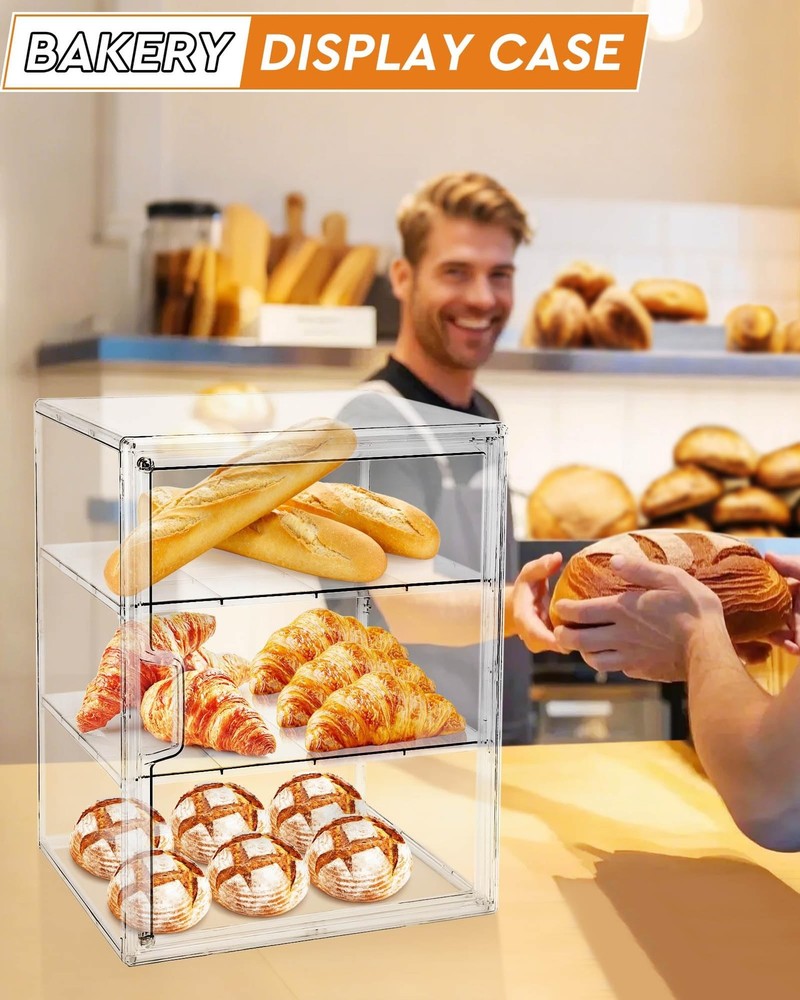 Pastry Display Case,Bread Box for Kitchen Countertop,4-Layer Adjustable Bread...