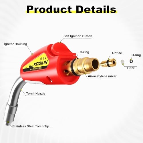Self-Ignition Acetylene Torch Replacement Nozzle Tip, AS-8A Replaceable Tip
