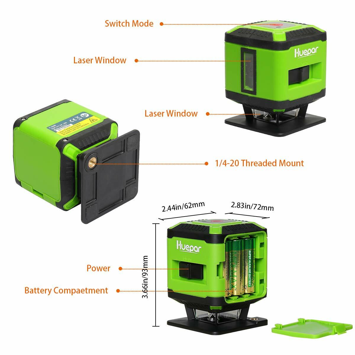 Floor Laser Installation for Tile Laying Floor Alignment Green Beam Huepar FL360