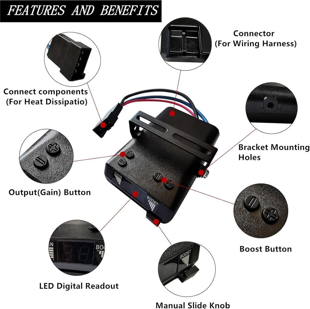 Compact Electric Brake Control with Adjustable Power for Safe Towing Experience