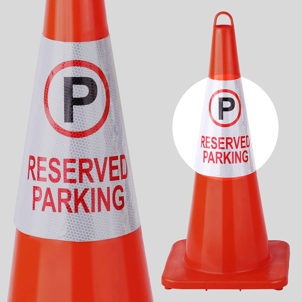 4 Pack " Reserved Parking " Bright Reflective Collars Sleeve, Cone Message Stick