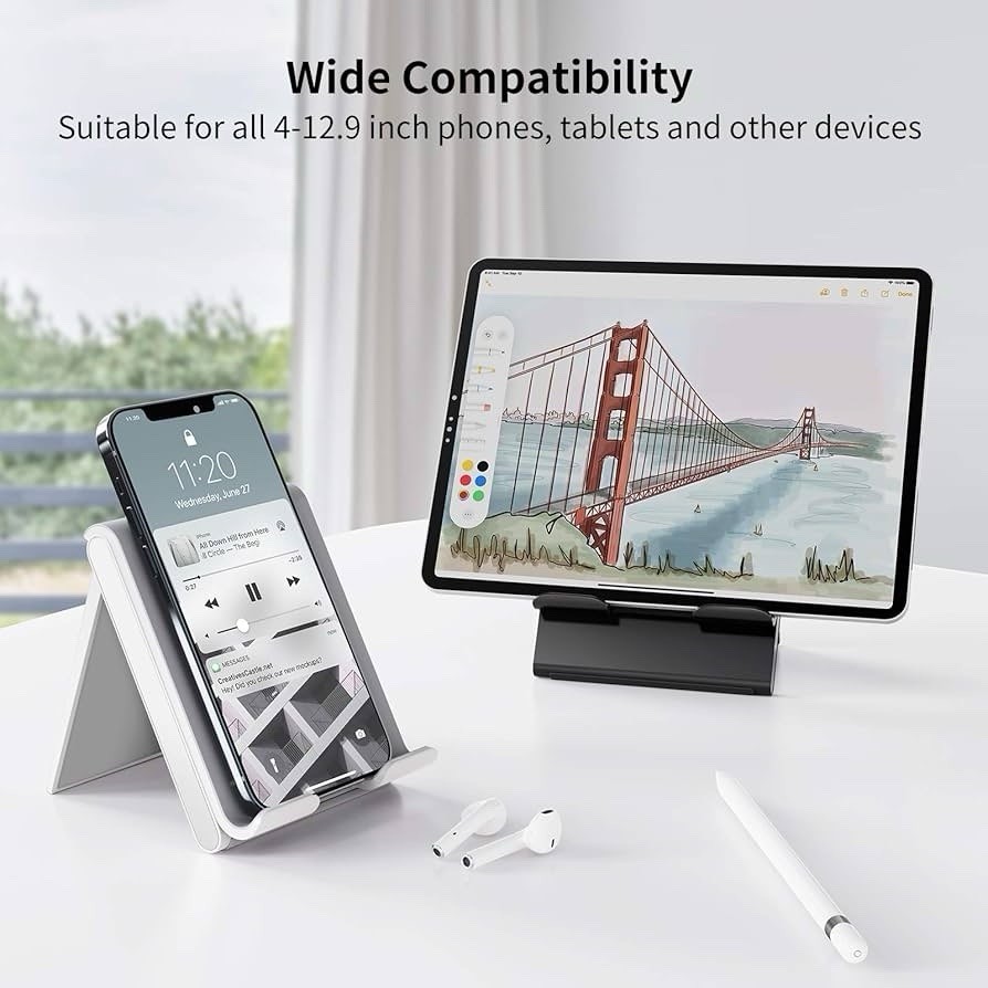 Adjustable Tablet Stand Holder Portable Foldable Desktop Stand Dock Plus Gray
