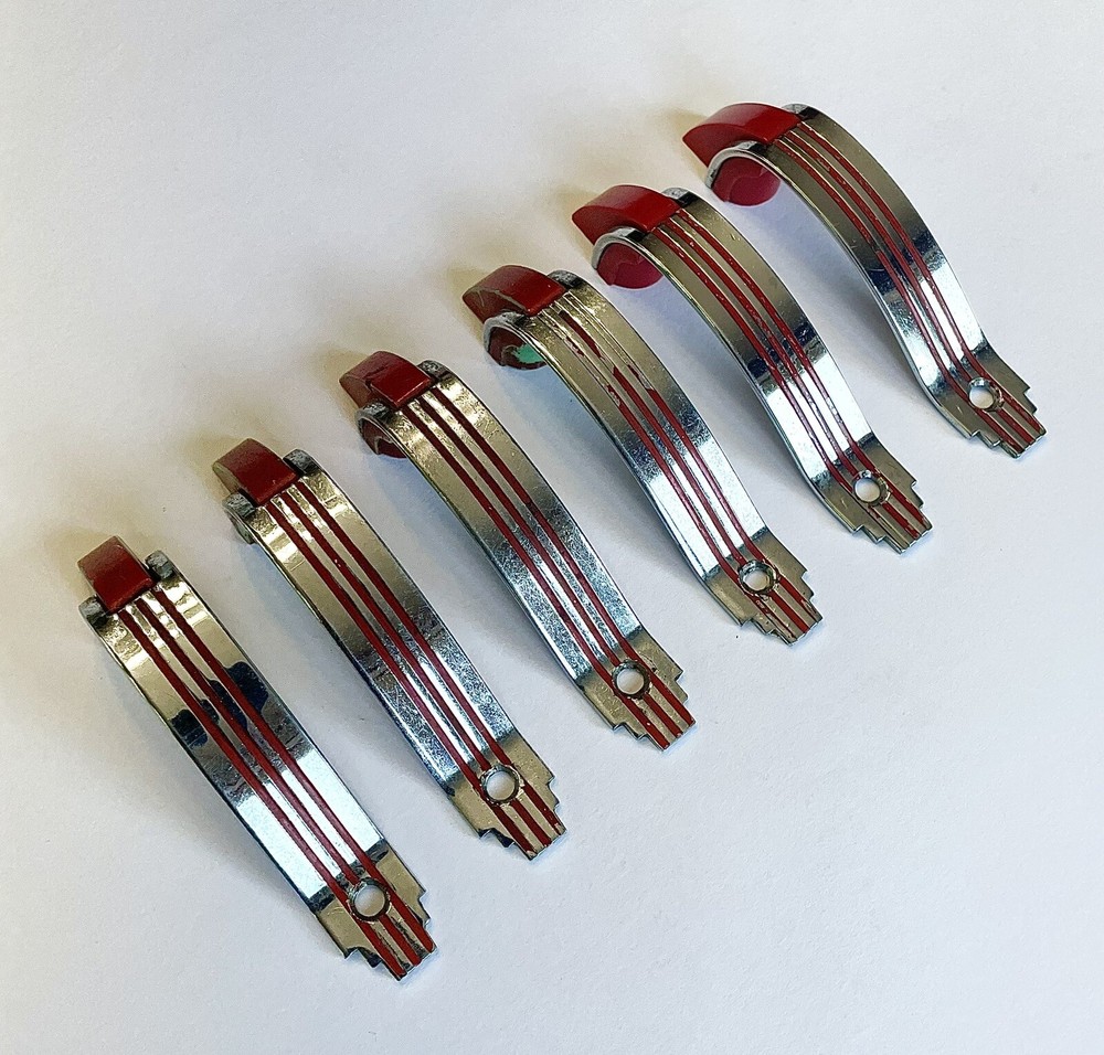 Antique Original Art Deco Skyscraper Chrome Cabinet Drawer Pulls Handles Knobs 6