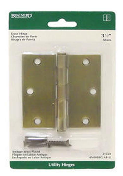 3-1/2" Square Corner Door Hinge Antique Brass
