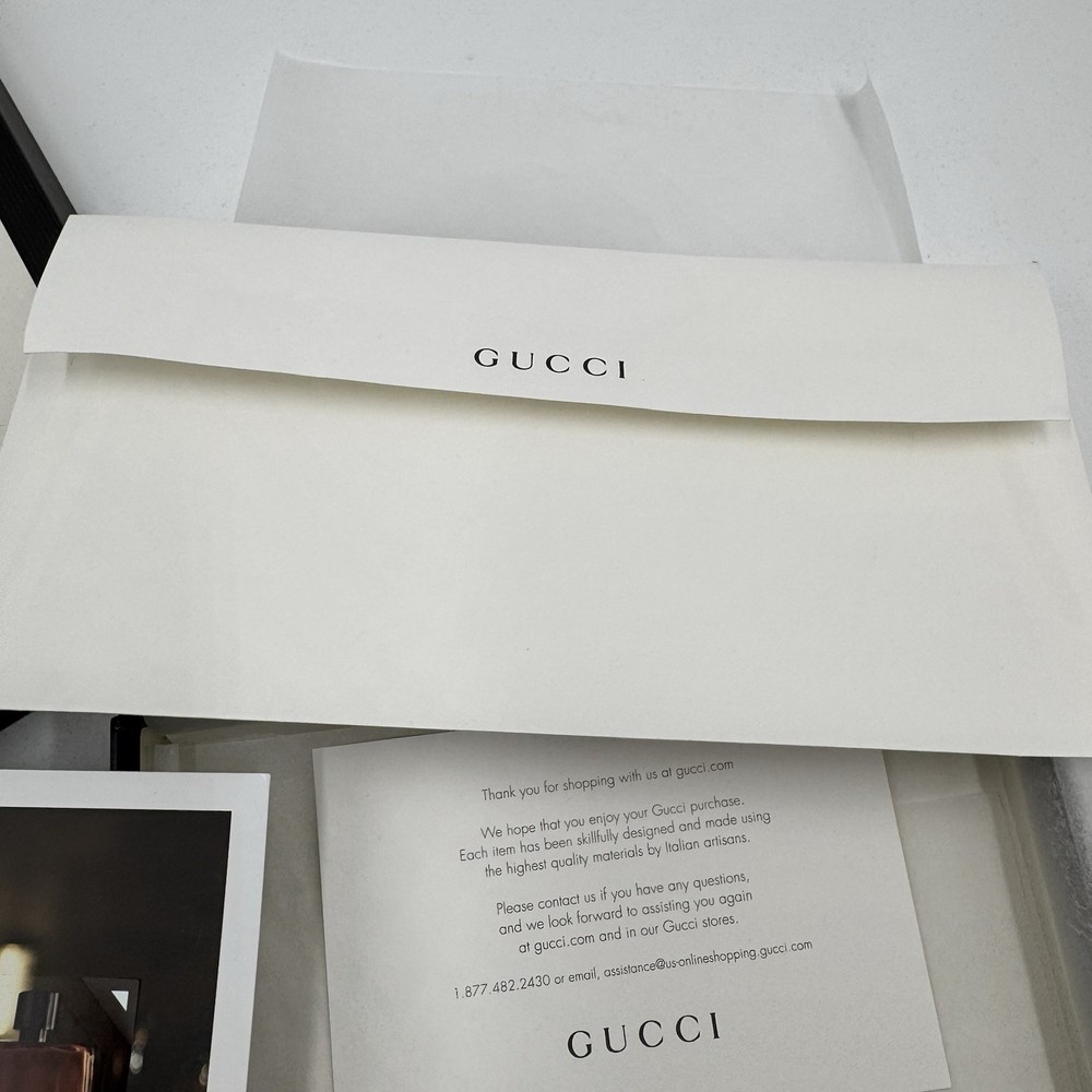 GUCCI EMPTY BOX 9” X 6.5” X 1.5 in WITH INSERTS Envelope Tissue Sample Perfume