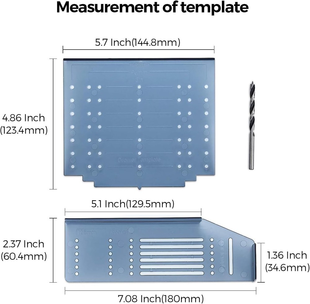 Cabinet Hardware Installation Template Set - Black Zinc Knobs and Pulls, 3 Si...