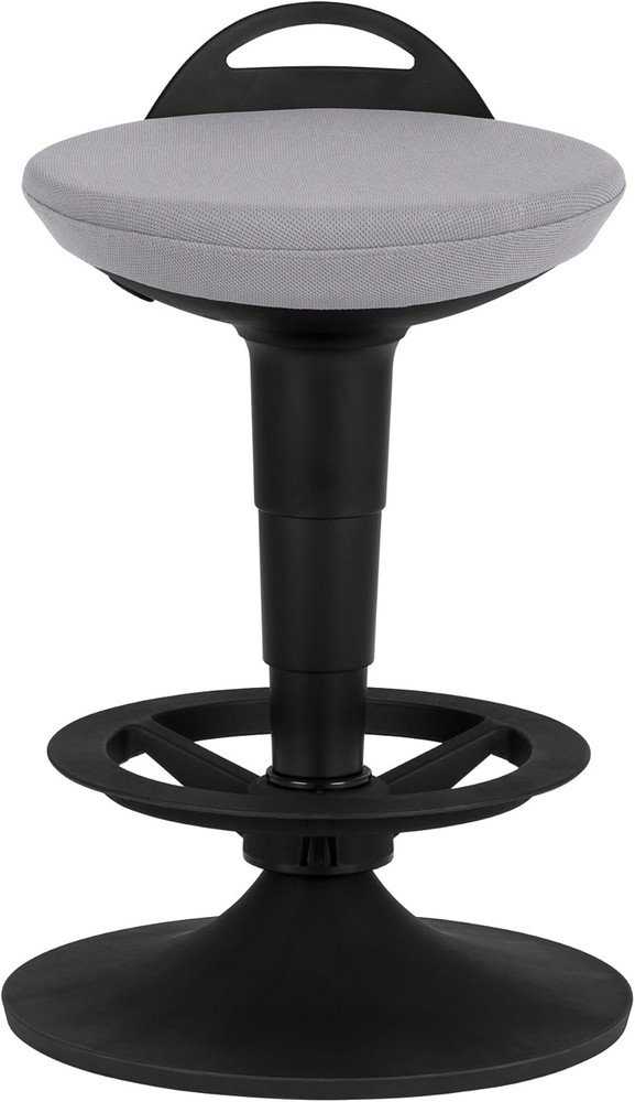 Adjustable-Height Padded Lab Stool - Light Grey