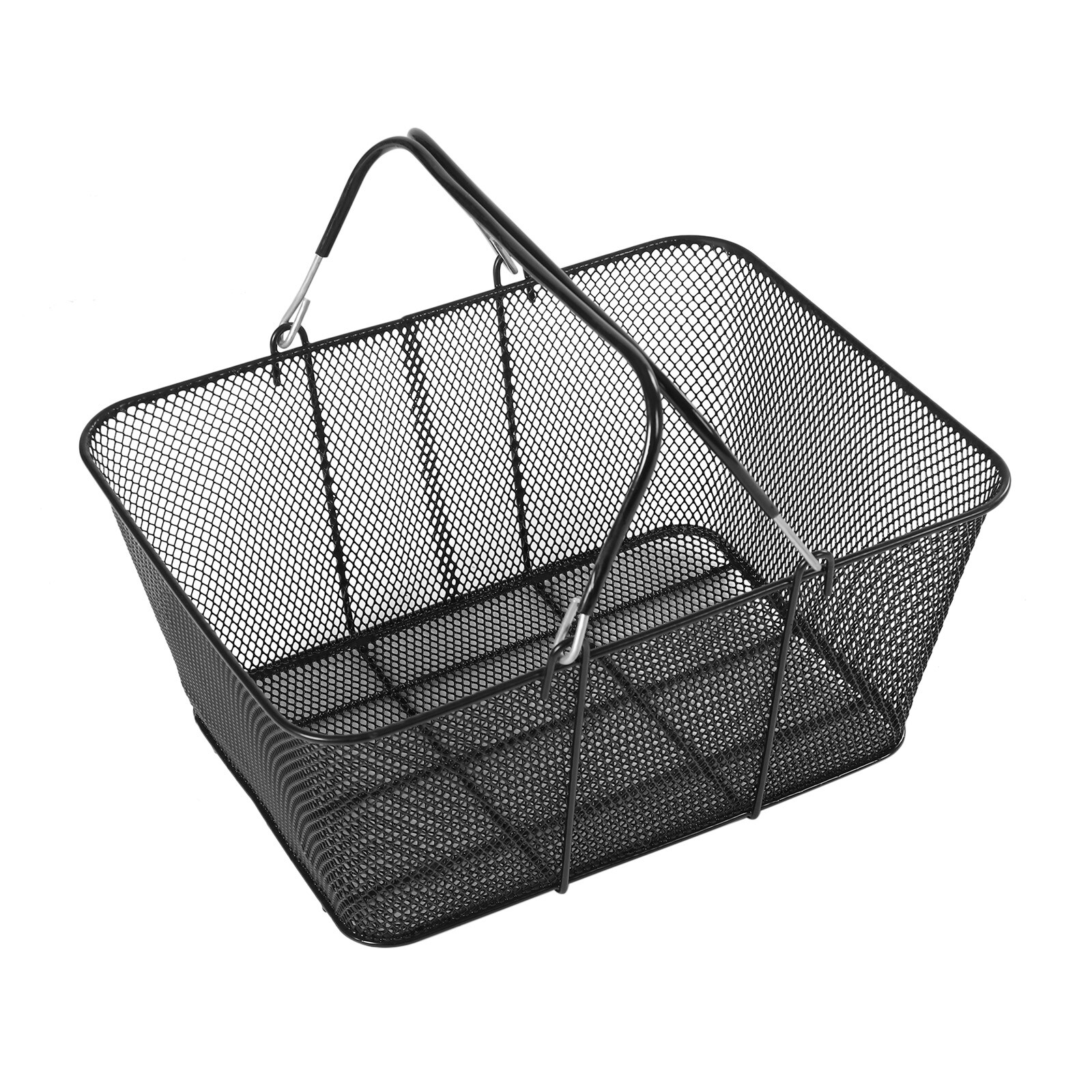 12 Pcs Shopping Baskets With Handles Black Metal Shopping Basket Stackable Iron