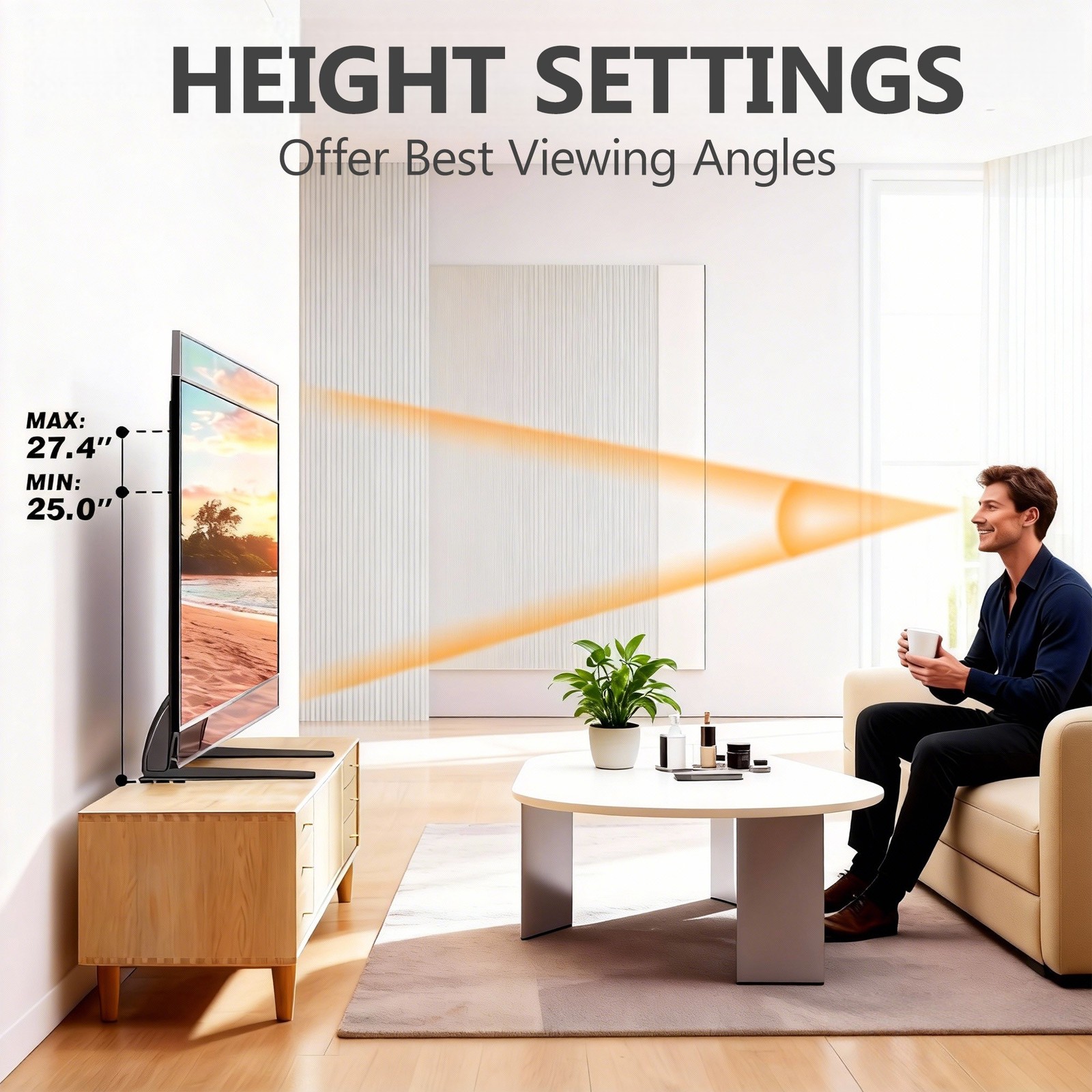 Universal TV Stand Mount for 37-75 Inch Tvs, Height Adjustable Table Top TV Stan