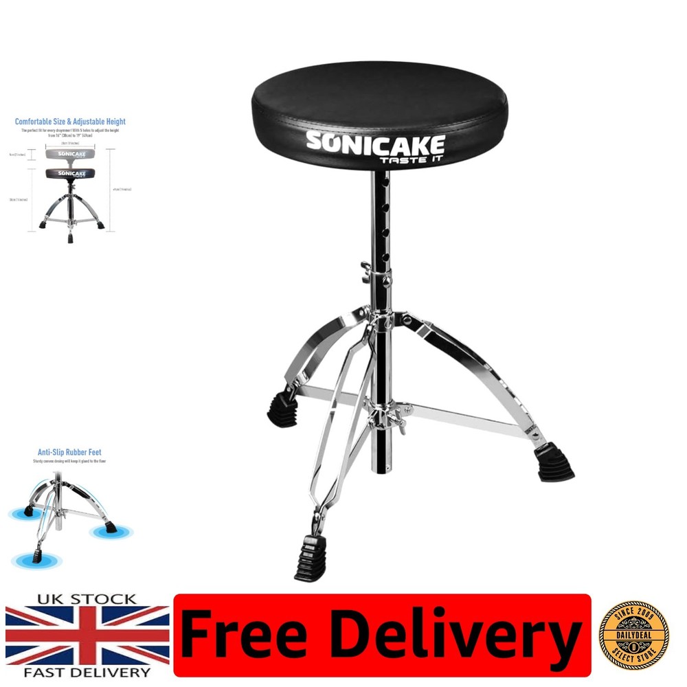 Compact Adjustable Drum Stool with Foldable Design - Perfect for Travel, Black