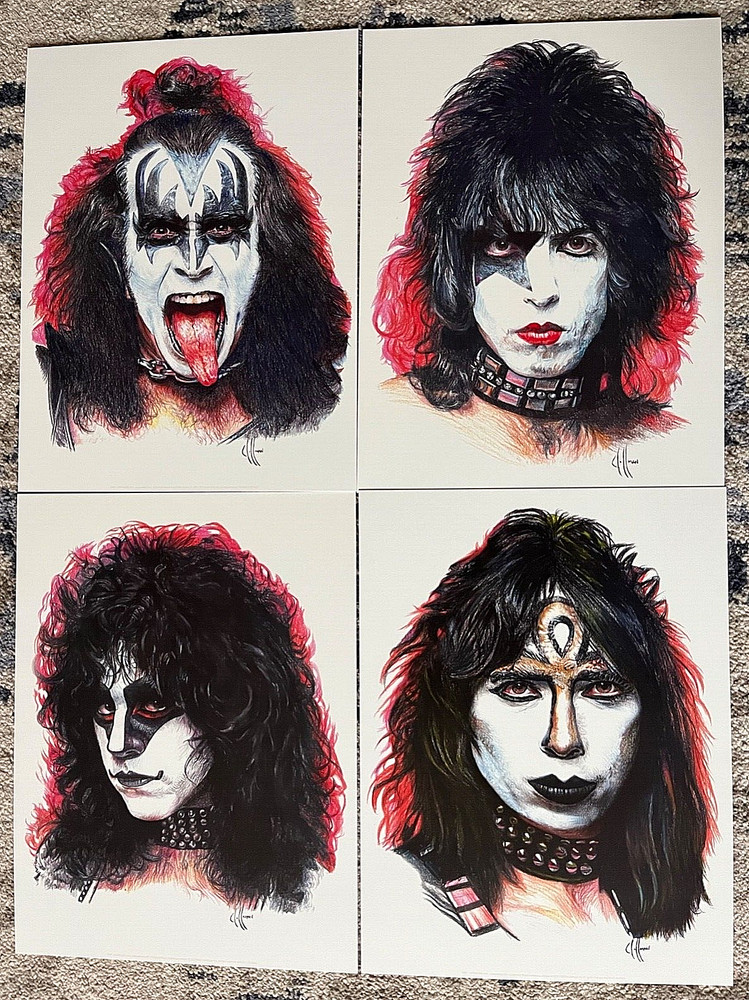 KISS Creatures Of The Night 2022 40th Anniv 9"X12" Illustrations Chris Hoffman
