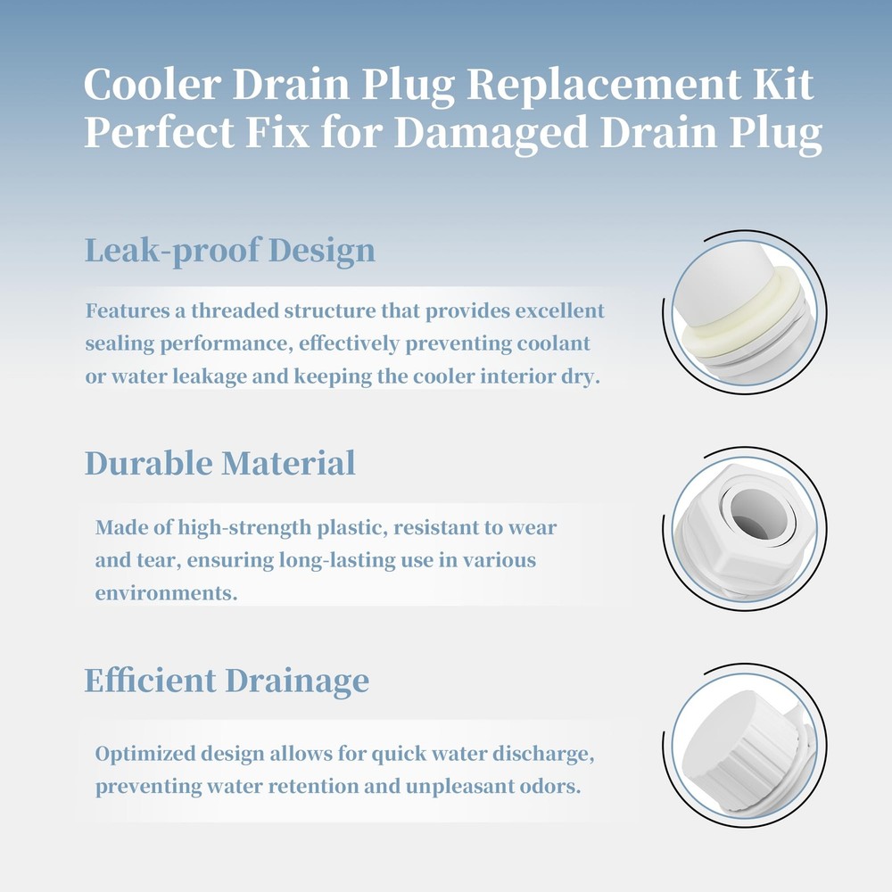 HQAPR Threaded Drain Plug with Plastic Tethered Cap for Cooler,Compatible...